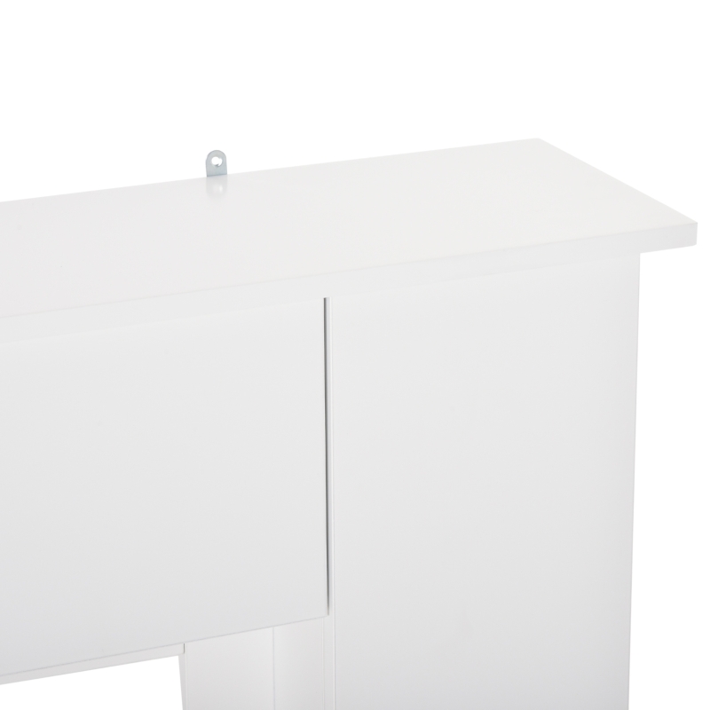 HOMCOM Cornice per Camino in Legno MDF con Armadietti Laterali, 107x18x100 cm, Bianco