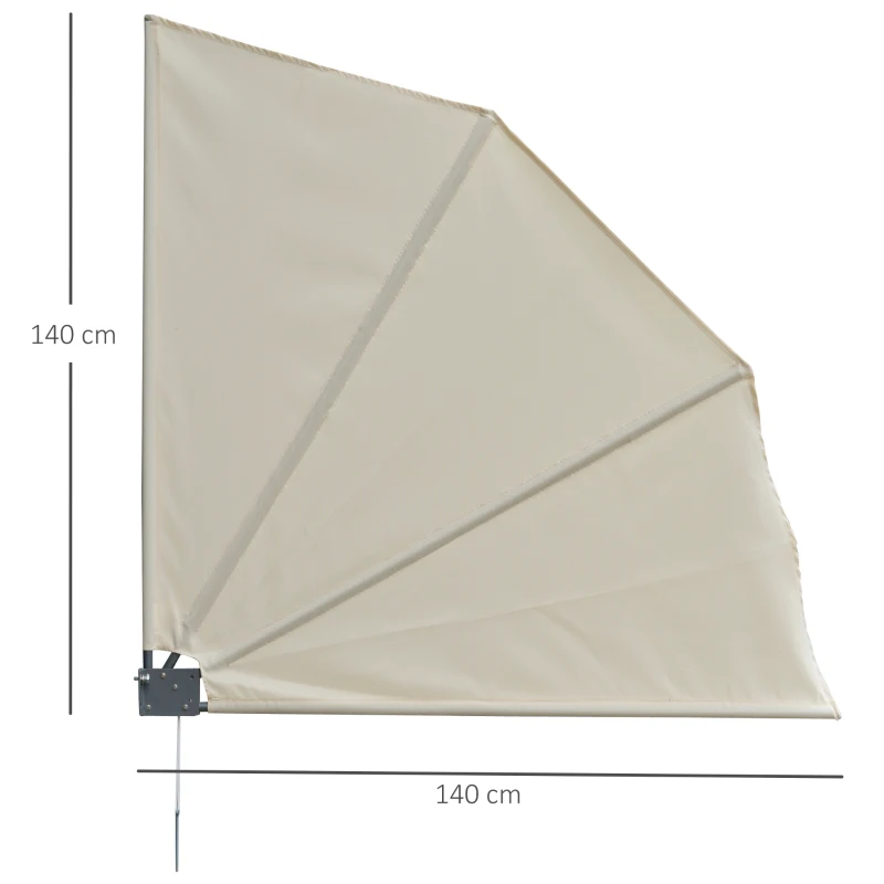 Outsunny Tenda Frangivista a Ventaglio Salvaspazio e Richiudibile in Alluminio e Poliestere, 140x10x140cm Bianco Crema