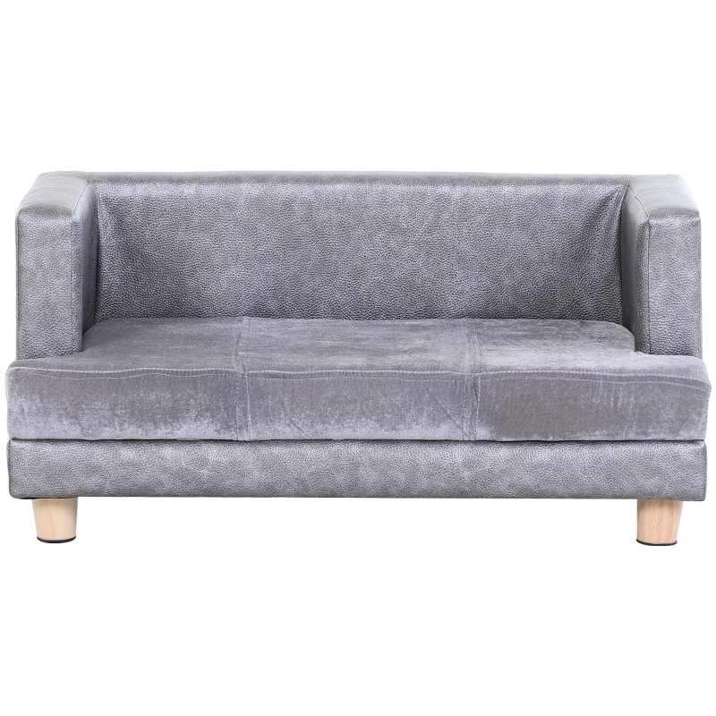 Lit canapé chien chat + coussin fourni revêtement PU gris