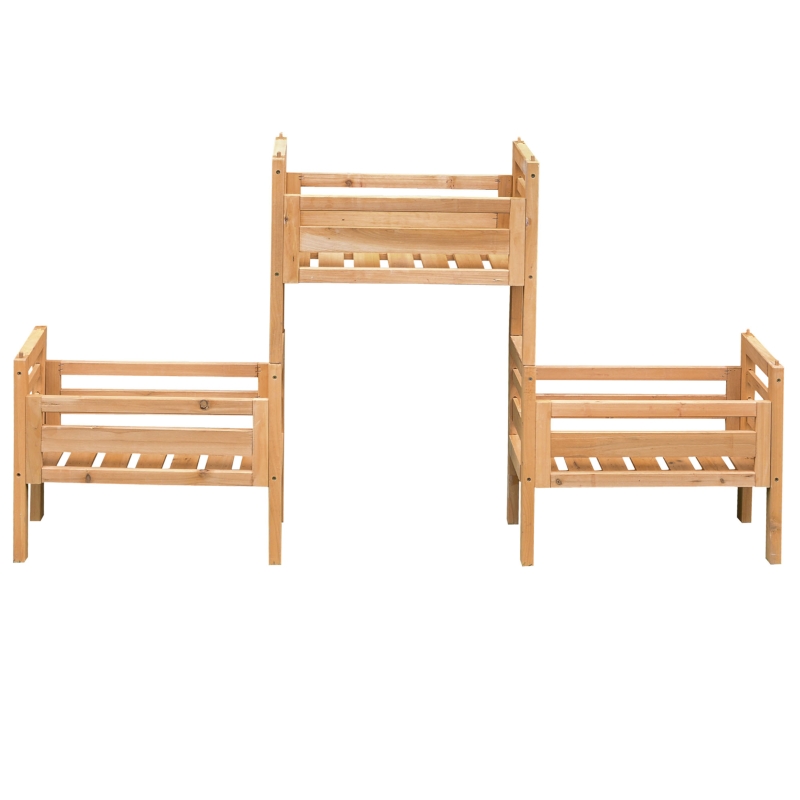 Outsunny Portapiante Modulabile a 3 Pezzi Fioriera da Esterno in Legno di Abete