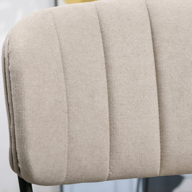 HOMCOM Set di 4 Sedie Moderne Imbottite e Impilabili, Rivestimento in Tessuto e Gambe in Metallo, 49.5x55x81cm Khaki