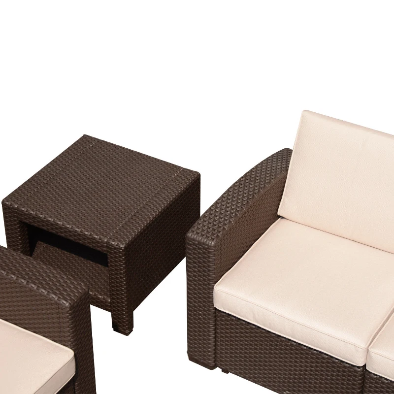 Outsunny Tavolino da Giardino Staccabile in Rattan 56x 56x 38cm Marrone
