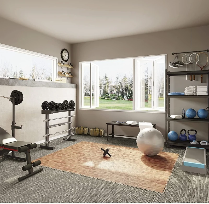 Homcom Tappeto Puzzle 42 Pezzi in EVA Effetto Legno Scuro 61.5x61.5cm