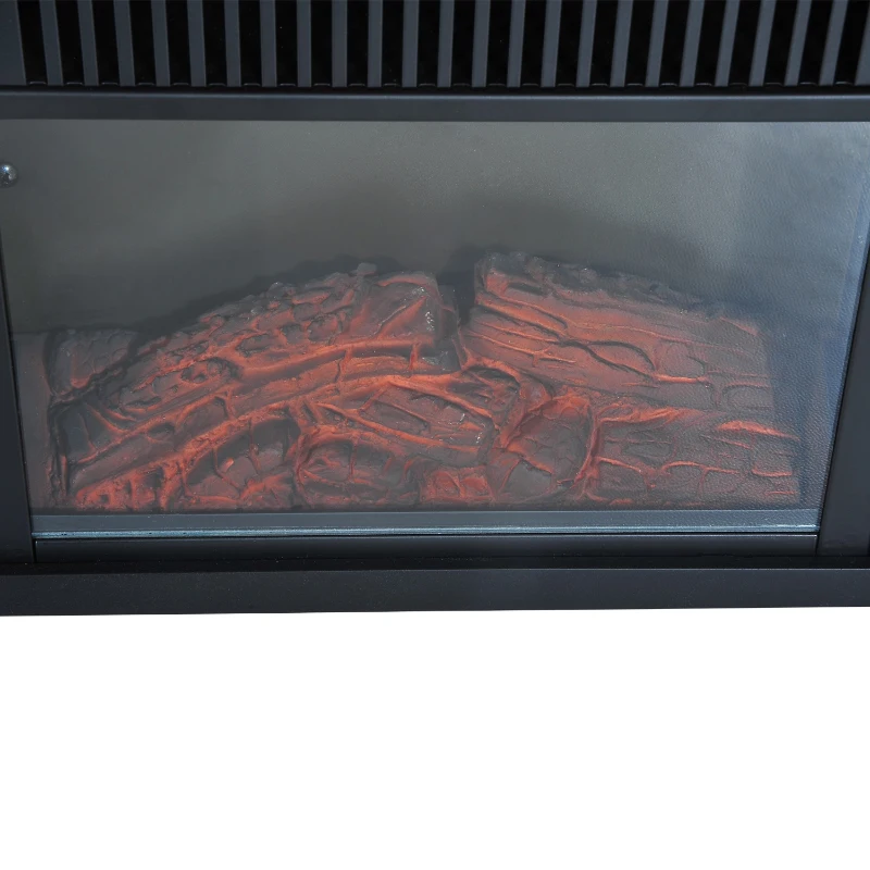 HOMCOM Camino Elettrico da Tavolo con Effetto Fiamma, Caminetto con Potenza Regolabile 600/1200W, Copertura 10-15m², Nero