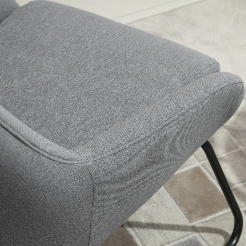 HOMCOM Set Poltrona con Pouf Poggiapiedi Imbottiti, Arredamento Casa e Ufficio in Metallo e Tessuto, Grigio