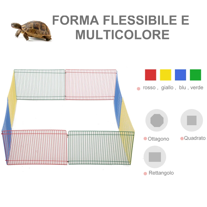 PawHut Box per Animali Modulabile 8 Pezzi, Recinto per Tartarughe Piccole, Criceti, 69x69x23cm Multicolore