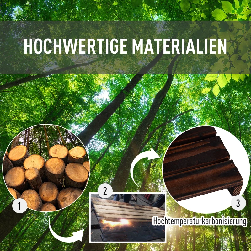 Outsunny Plantenrek plantenstandaard bloementrap met vier treden massief hout verkoold