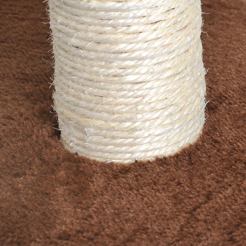 PawHut Albero Tiragraffi per Gatti con Topolino Appeso in Peluche Sisal Naturale Marrone 45x33x70cm