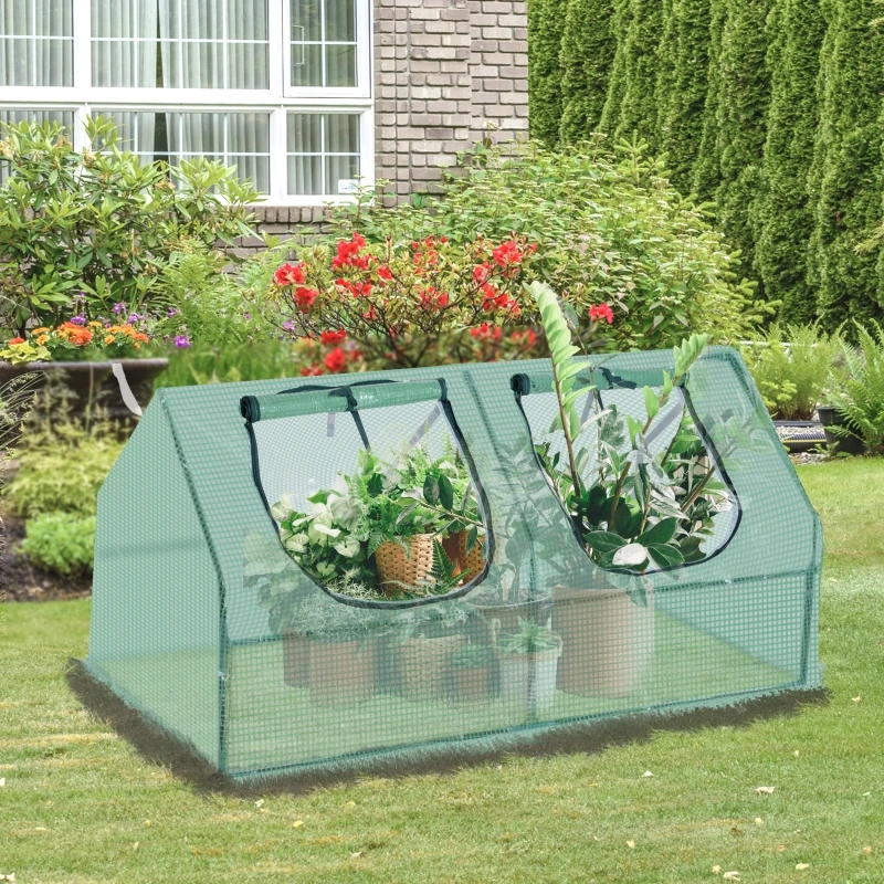 Outsunny kas met raam PE kas tomatenkas koude kas groen