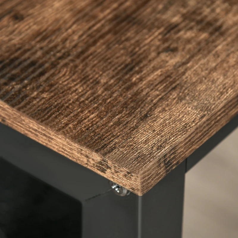 HOMCOM Scrivania Vintage da Ufficio Stile Industriale, Scrivania Porta PC con Supporto per il Monitor e Gancio, Marrone e Nero, 120x60x73.5cm