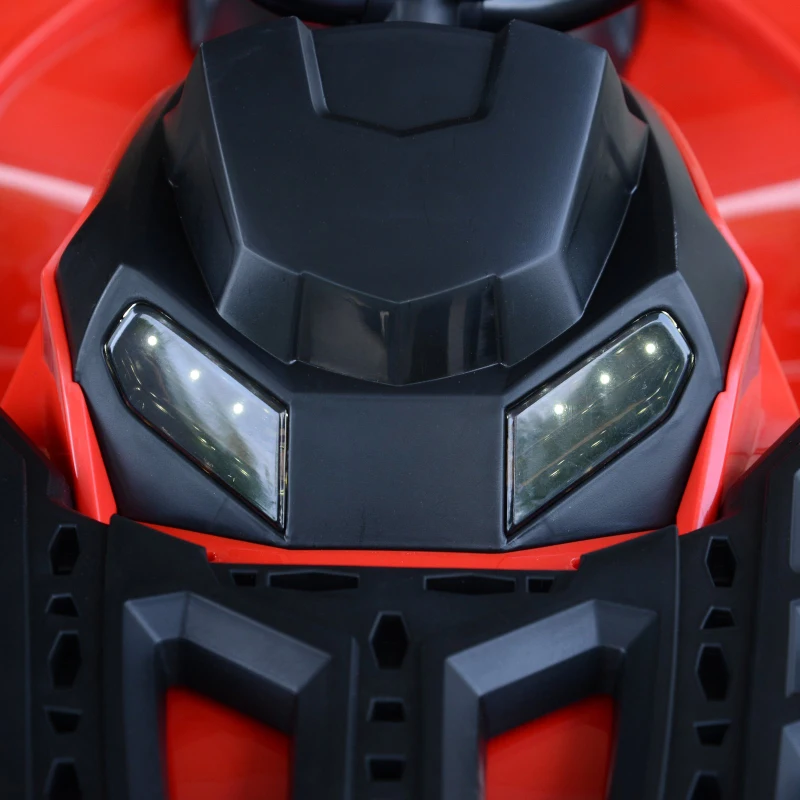 HOMCOM Quad per Bambini Elettrico Batteria 12V 2 Velocità con Luci e Presa USB Ruote Ammortizzate, Rosso, 103.5x69.5x70cm