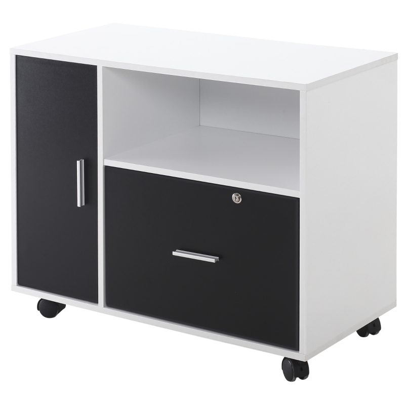 Support d'imprimante multi-rangement panneaux particules noir blanc