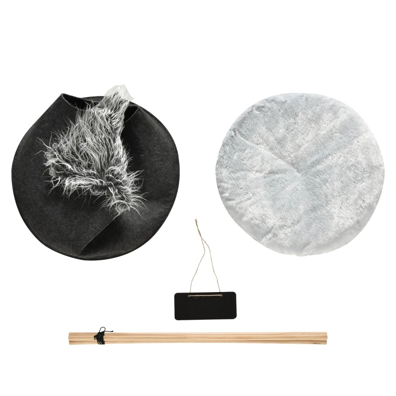 PawHut Tenda per Gatti, Cuccia per Cani o Gatti fino 6kg, Cuccia per Cani Piccoli da Interno, Teepee Grigio Φ50x70cm