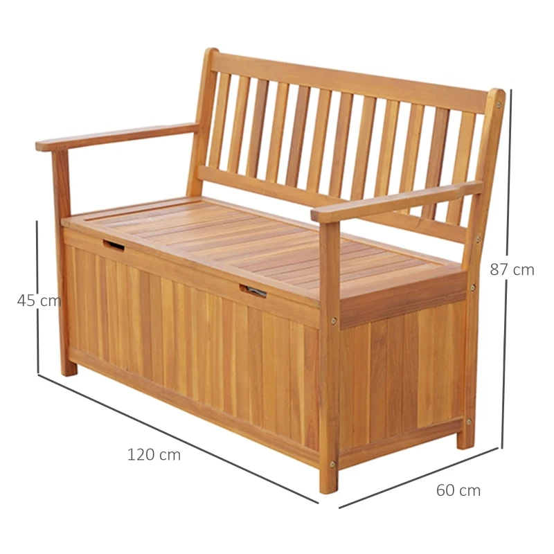 Outsunny Tuinbank met opbergruimte kistbank zitbank opbergbox 2-zitsbank hout bruin