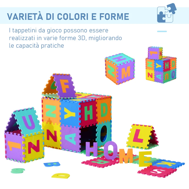 HomCom Tappeto Puzzle 26 Pezzi da Gioco Set  31x31cm, colorato
