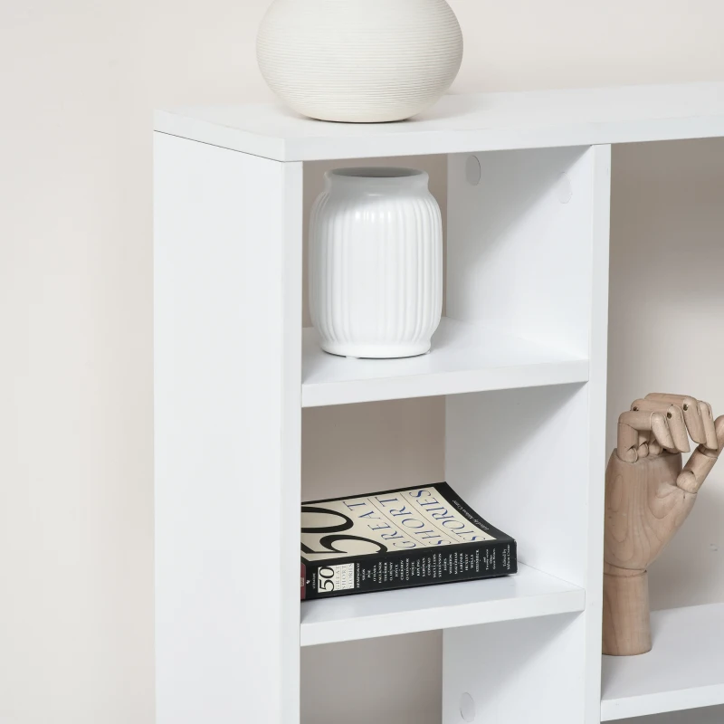 HOMCOM Scrivania Ufficio e Casa per Computer con Scaffale e Ampio Piano di Lavoro, Struttura Legno e Metallo 120x60x125cm, Bianco