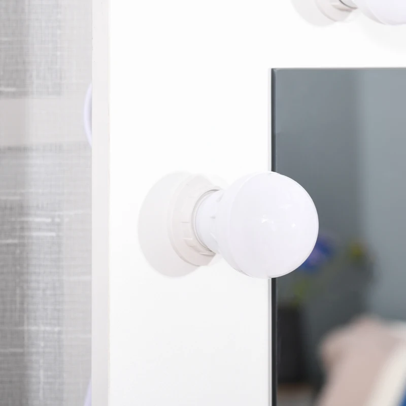 HOMCOM Toletta da Camera con Specchio e 9 Luci LED, Tavolo Trucco con Cassetto e Vani Aperti 70x40x160cm, Bianco