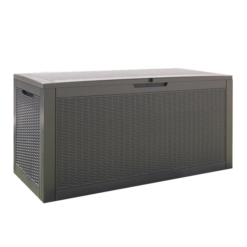 Outsunny Cassapanca da Giardino Effetto Rattan 380L con Seduta per 2 Persone