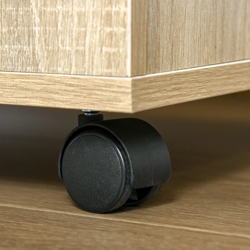 HOMCOM Table basse bout de canapé table d'appoint table de lit à roulette avec rangement chêne clair