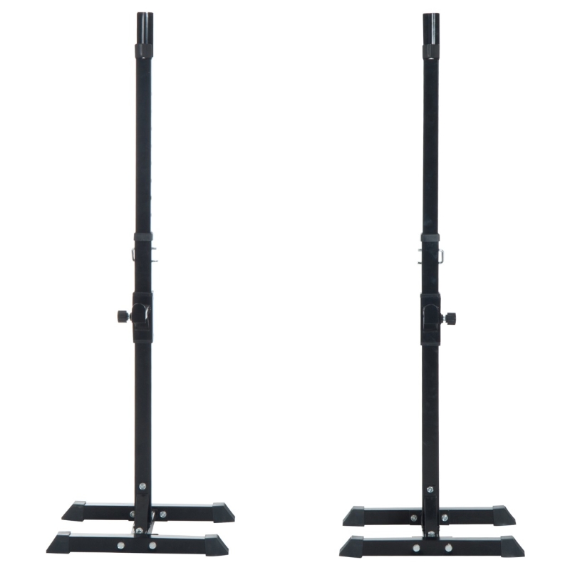 HOMCOM Rack Palestra Regolabile in Altezza su 12 Livelli, Rack Squat in Acciaio, Supporto Bilanciere Max 150KG, 52x48x108-163 cm, Nero