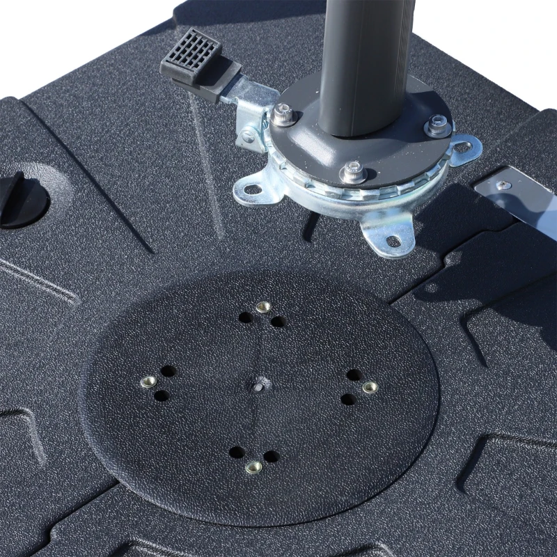 Outsunny Base Ombrellone Riempibile con Acqua e Sabbia 4 Rotelle Max. 125 Kg da Giardino HDPE 84x84x19cm Nero