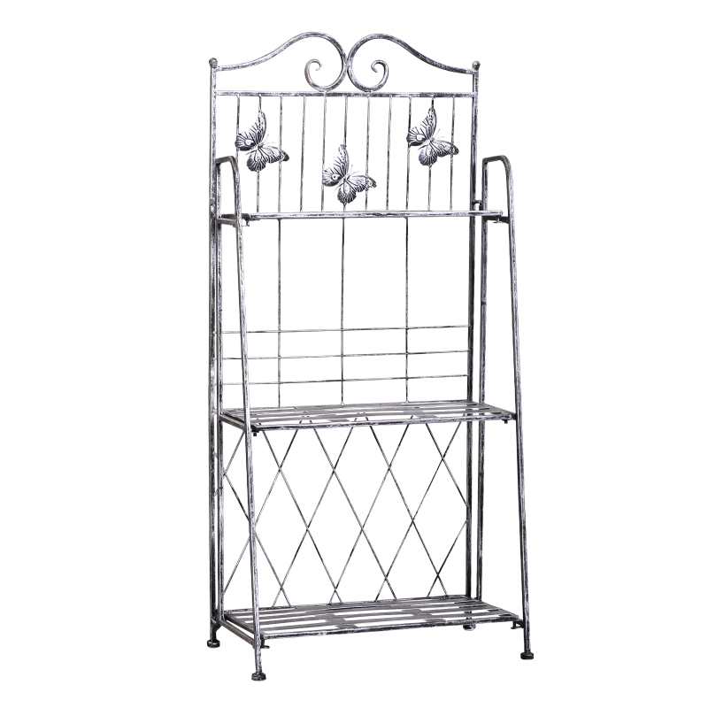 Outsunny Fioriera a Scaffale a 3 Ripiani da Giardino Balcone interno, Grigio Argento, 44 x 25 x96 cm