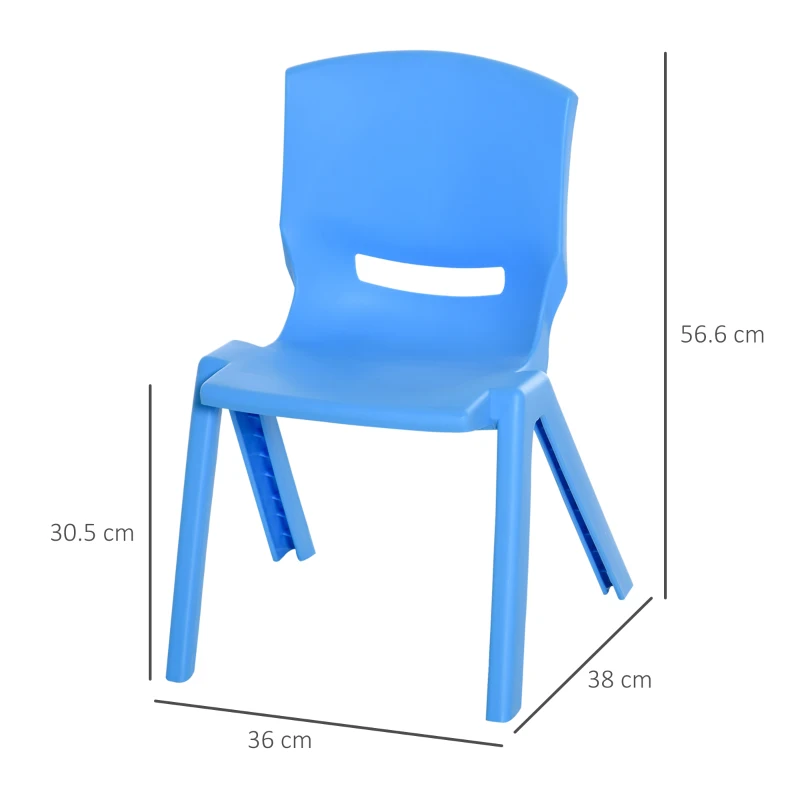 HOMCOM Sedie per Bambini fino 30kg, Set 4 Seggioline per Bambini Impilabili e Colorate per Interno Esterno, 36x38x56.5cm