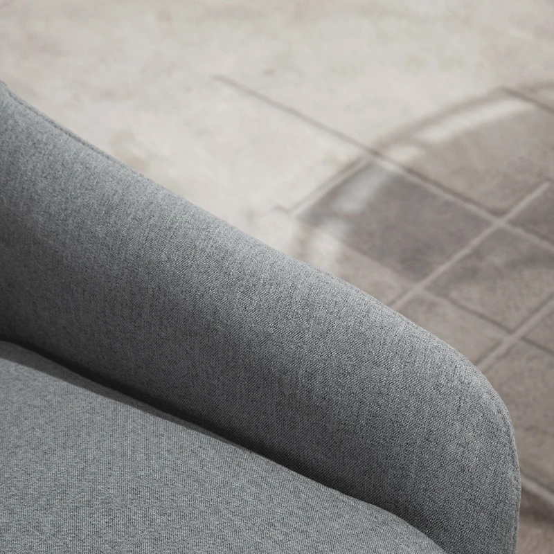 HOMCOM Set Poltrona con Pouf Poggiapiedi Imbottiti, Arredamento Casa e Ufficio in Metallo e Tessuto, Grigio