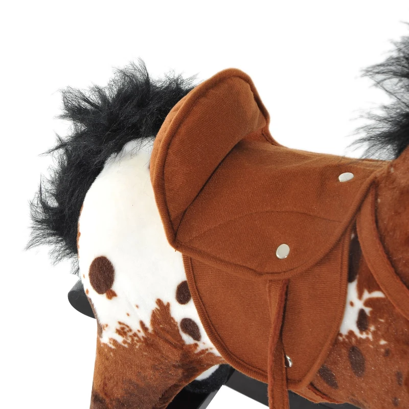 HOMCOM Cavallo a Dondolo Giocattolo Per Bambini con Effetti Sonori Legno 71×28×60cm Marrone Scuro