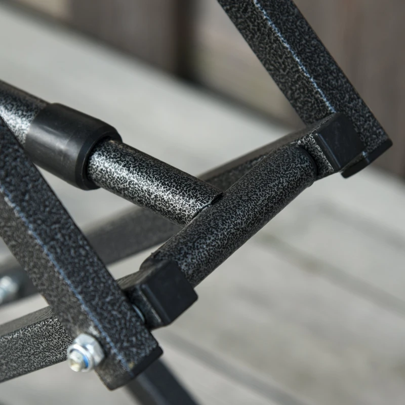 Outsunny Tavolino Pieghevole da Giardino in Metallo e PE, Altezza Regolabile su 4 Livelli, Nero e Bianco, 64x46x34-64cm