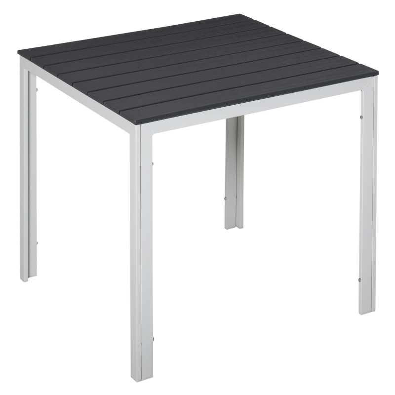 Outsunny Tavolo da Giardino Quadrato con Piano Effetto Legno in PE e Metallo 78 x 78 x 74cm
