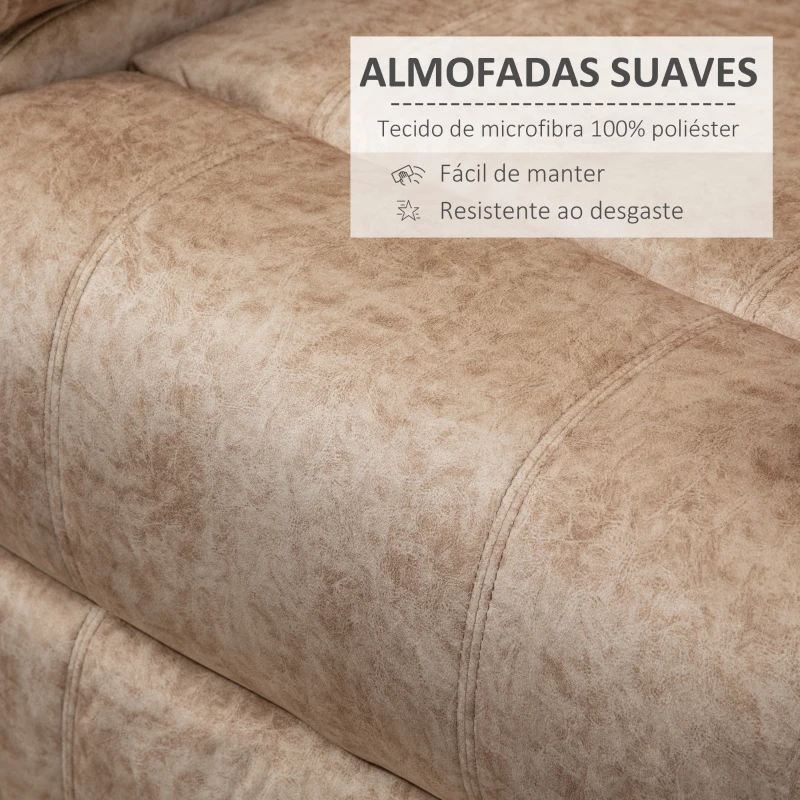 HOMCOM Poltrona Relax Reclinável com Apoio para os Pés Retrátil Encosto Alto Bolso Lateral Acolchoado Grosso 88x91x108 cm Bege