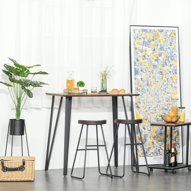 HOMCOM Tavolo Rettangolare in Stile Rustico Industriale in MDF e Metallo, Tavolo da Cucina e Bar 110x60x102cm Marrone