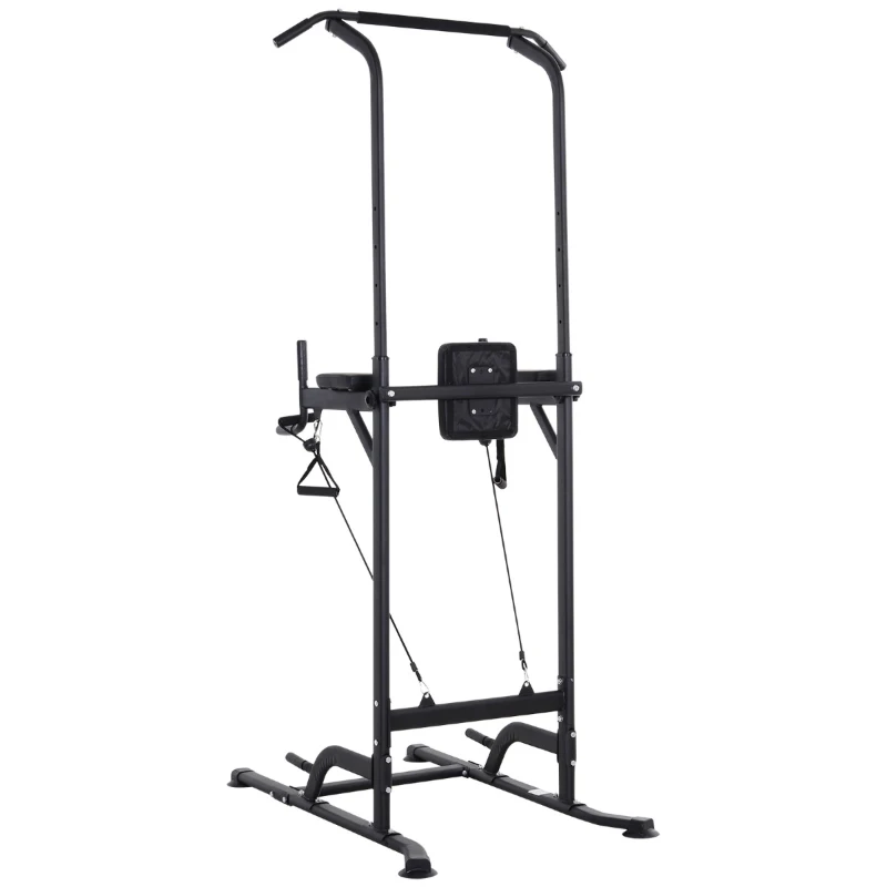 HOMCOM Stazione Fitness Multifunzione Power Tower per Allenamento a Casa Professionale Portata 120kg 129x98x172-224cm