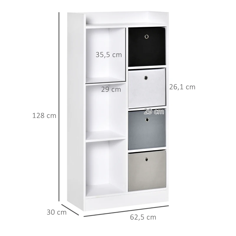 HOMCOM Meuble de rangement unité de rangement 3 niches 4 tiroirs non tissé panneaux particules blanc