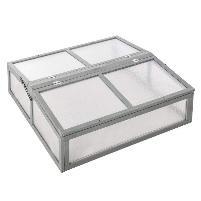 Outsunny Mini Serra in Legno e Policarbonato, Serra Piccola da Balcone o da Giardino, Grigia 90x92x28cm