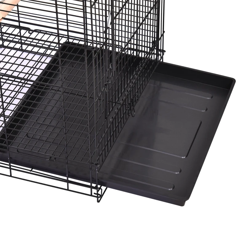 PawHut Gabbia per Uccelli, Canarini e Volatili, Voliera per Pappagallini in Metallo Nero con Ruote 53x53x153cm