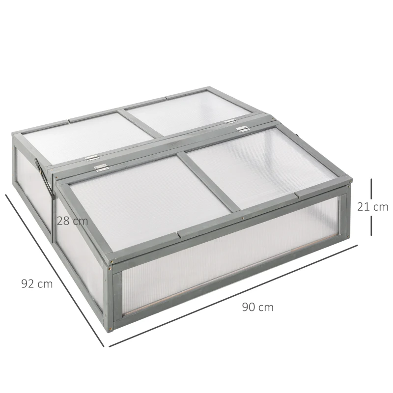 Outsunny Mini Serra in Legno e Policarbonato, Serra Piccola da Balcone o da Giardino, Grigia 90x92x28cm