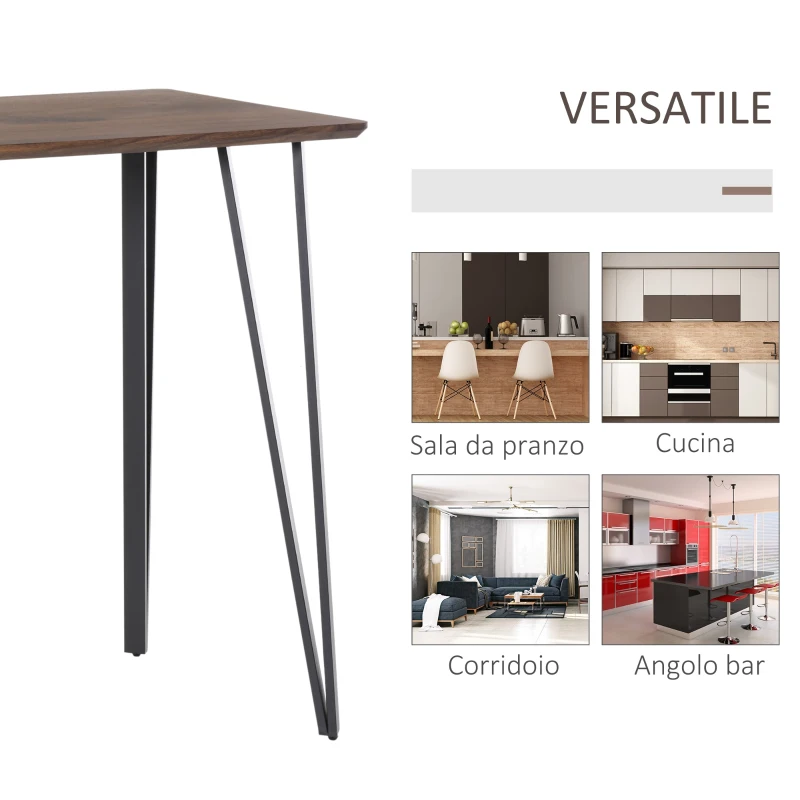 HOMCOM Tavolo Rettangolare in Stile Rustico Industriale in MDF e Metallo, Tavolo da Cucina e Bar 110x60x102cm Marrone