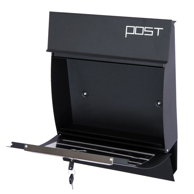 HOMCOM Cassetta Postale con Scomparto per Giornali 2 Chiavi Montaggio a Muro in Acciaio