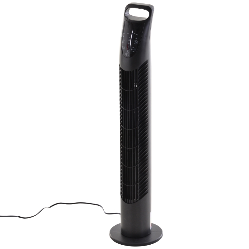 HOMCOM Ventilatore a Colonna con Telecomando fino a 5m, Oscillante 70° con 3 Modalità e 3 Velocità, Timer 7.5h, 40W Nero, Ф18x78.5cm
