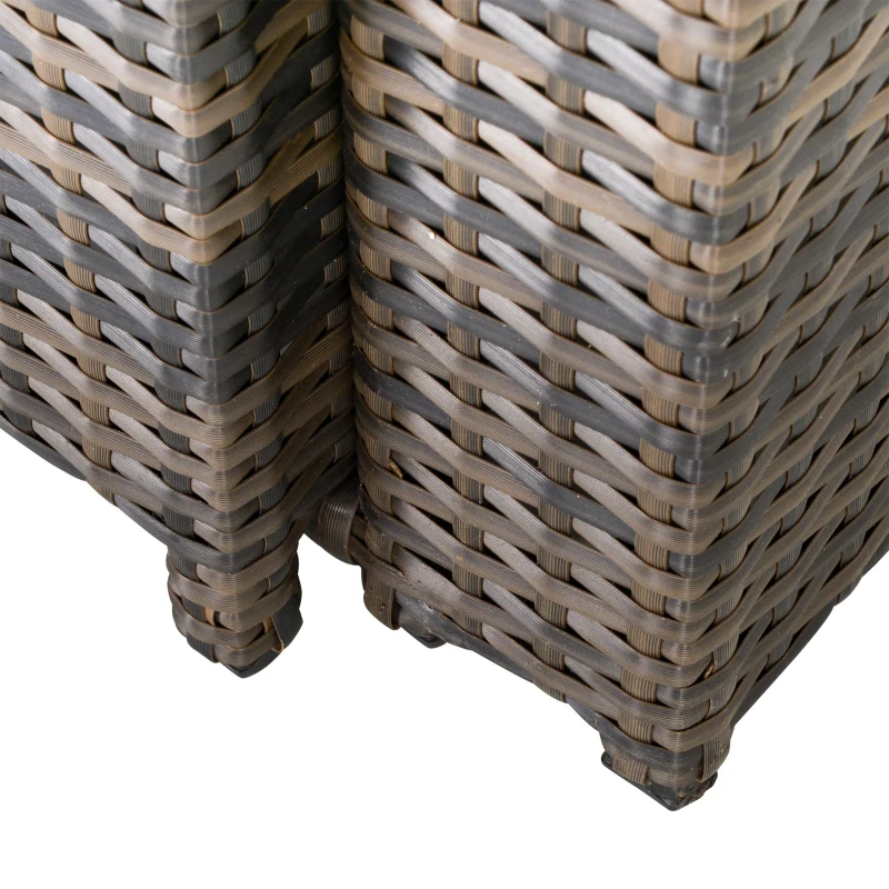 Outsunny Set 2 Sedie Sdraio da Giardino Reclinabili con Tavolino, Lettino Prendisole Imbottito in Rattan Sintetico, Marrone e Khaki, 165x75x96cm