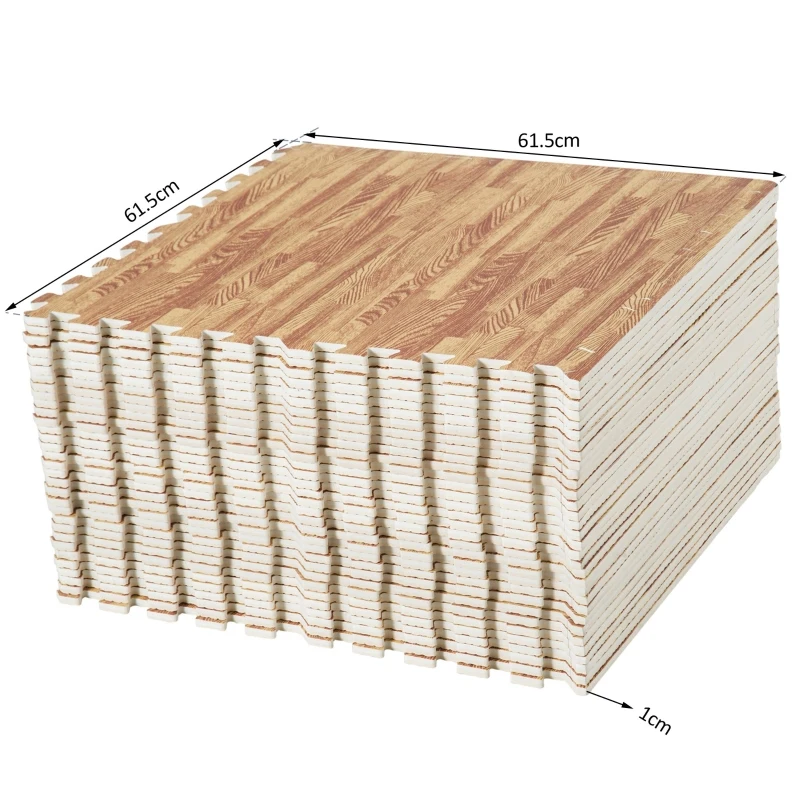 Homcom Tappeto Puzzle 42 Pezzi in EVA Effetto Legno Scuro 61.5x61.5cm