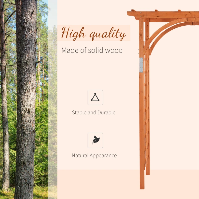 Outsunny Arco in Legno da Giardino con Pergola e Spalliera per Piante Rampicanti, Decorazioni per Matrimonio e Patio, 160x60x215cm