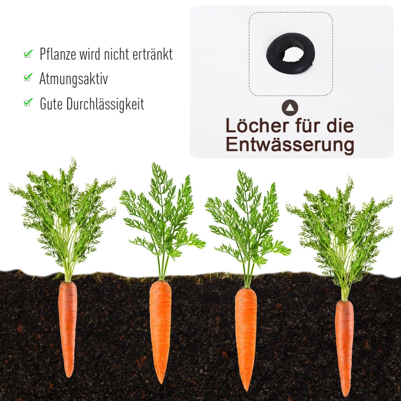 Outsunny verhoogd bed mobiele plantenwagen met opbergruimte plantenbed 2 wielen metaal wit