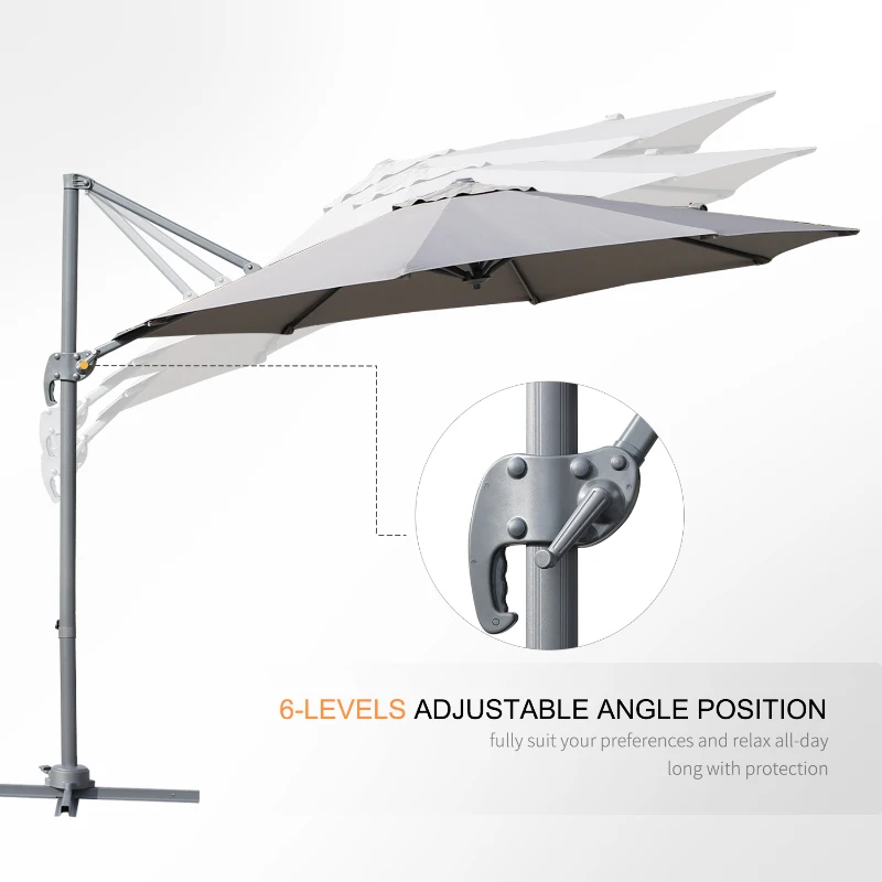 Outsunny Umbrella Parasol W/360° Rotation Φ294x248H cm-Grey