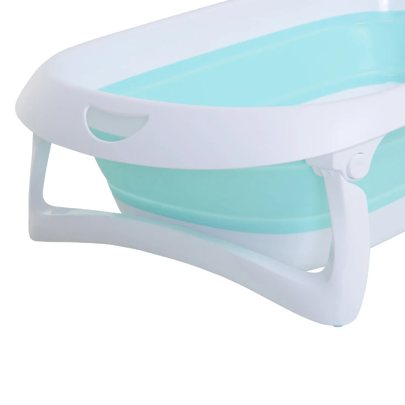 HOMCOM Vaschetta Bagnetto Neonato Pieghevole con Piedini Antiscivolo, Vasca Bagnetto per Bambini 0-3 Anni, 80x48x21cm, Verde