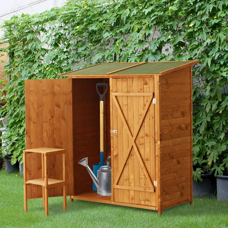 Outsunny Gereedschapsschuur houten gereedschapsschuur tuinkast gereedschapskast tuinhuis dubbele deur