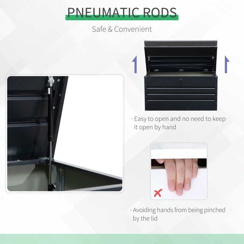 Outsunny Panca Baule Contenitore da Esterno con Chiave, Cassapanca Moderna in Acciaio