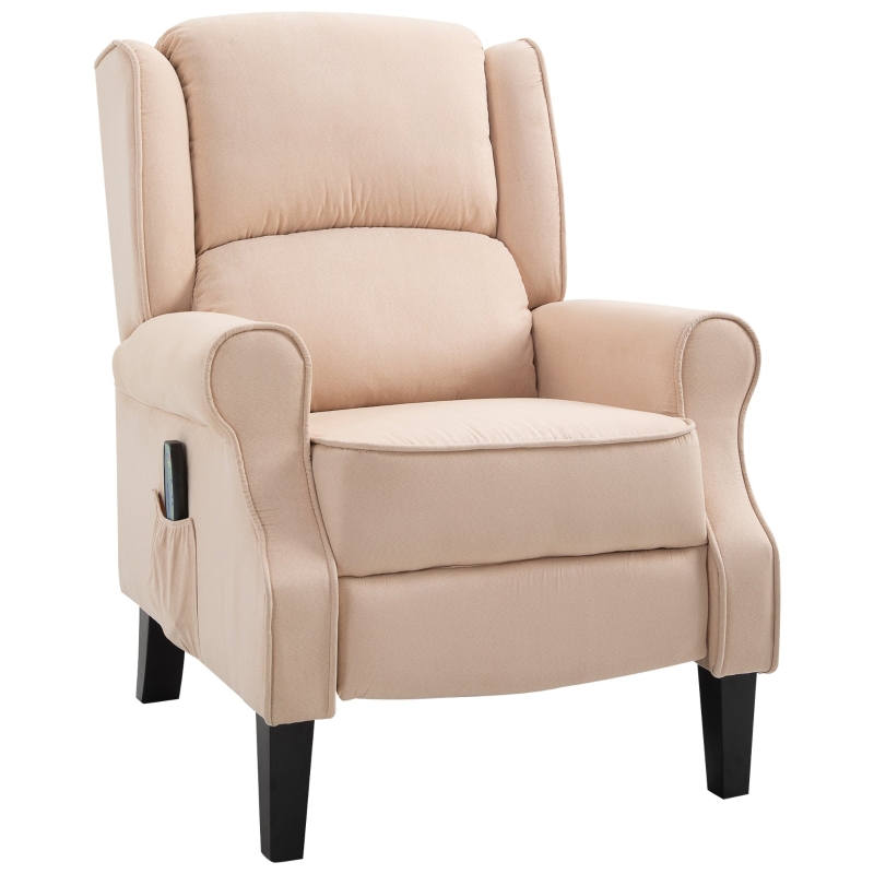 Homcom Poltrona Massaggiante Elettrica in Velluto con Telecomando, Beige, 78x83x101cm